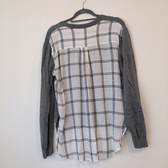 Anthropologie grey blouse with plaid flowy backing. Size S. - Picture 2 of 2